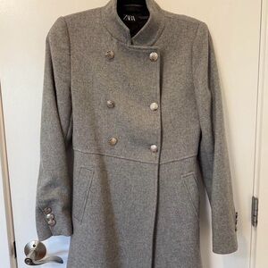 Zara Double-Breasted Gray Coat